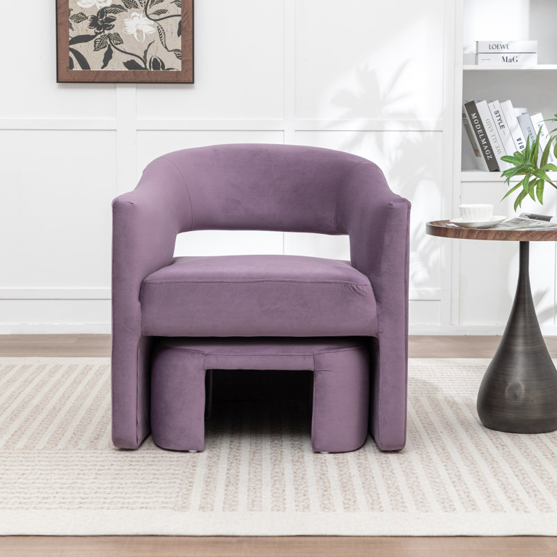Fauteuil demi-tonneau avec repose-pieds Kyah, Mauve