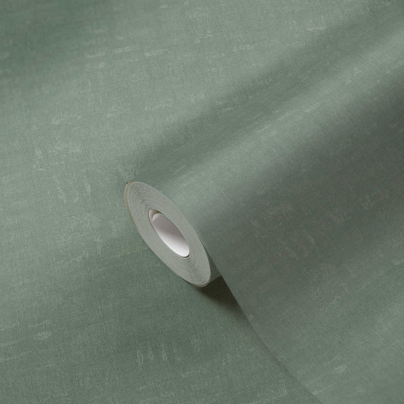 Diez Linen Effect 10.05m x 53cm Textured Matte Wallpaper Roll, Green