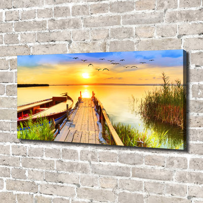 Boat And Pier - No Frame Print on Canvas