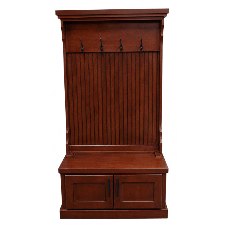 Brandley Hall Tree 37.5'' Wide with Bench and Shoe Storage, Concord Cherry