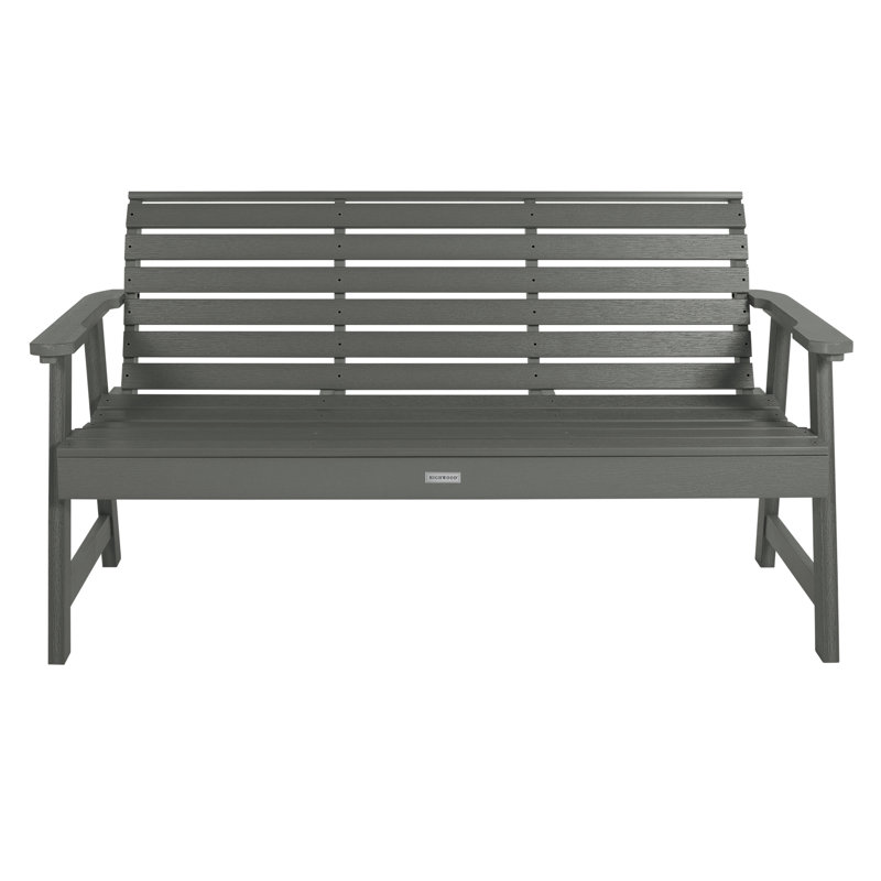 Midwest Plastic Outdoor Bench, Coastal Teak, 35" H x 64" W x 25" D