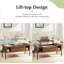 Table basse à plateau relevable avec compartiment caché et tablette de rangement pour la réception dans le salon-1749508252