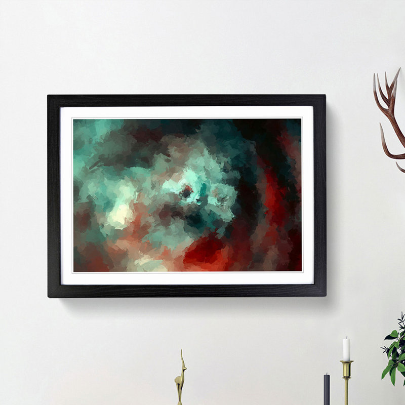 Remember the Flowers in Abstract - Picture Frame Painting Print, Black Framed, 48cm H x 65cm W x 2cm D