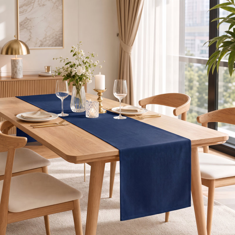 Ensemble de 3 chemins de table en polyester de couleur unie, foulard de table uni lavable de 12 po x 72 po en beige, gris foncé et bleu marine, décor de salle à manger minimaliste pour la fête, le mariage et la cuisine quotidienne