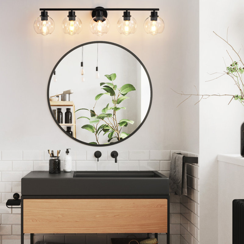 Éclairage de meuble-lavabo à intensité variable Aanay, 5, Noir mat