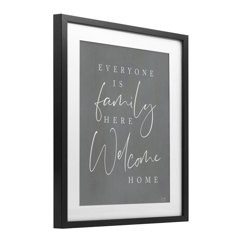 Tout le monde est une famille ici, impression encadrée sous verre, design par Lux + Me Designs, Cadre noir minuit