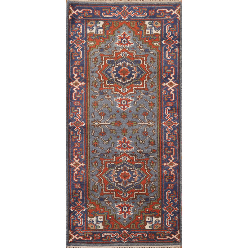 Tapis traditionnel indien à motif géométrique 3 x 6