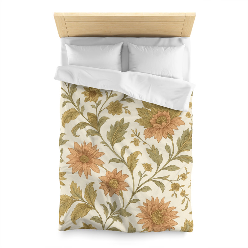 Microfiber Duvet Cover Boho Style, Design 59, Twin Duvet Cover, White