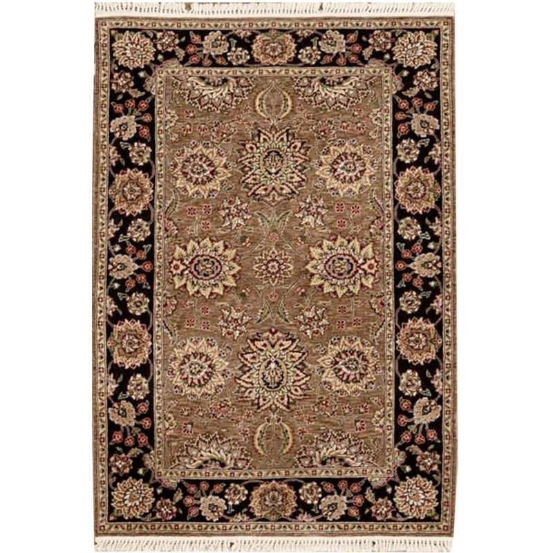Tapis chameau et noir noué à la main de haute qualité