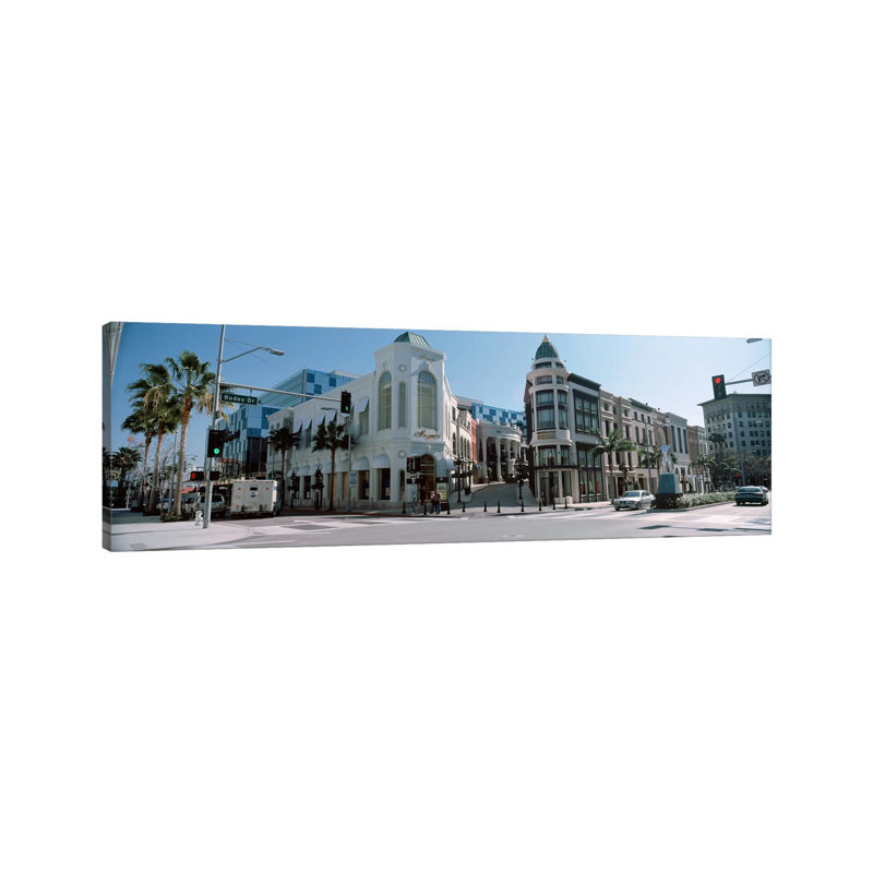 Buildings Along The Road, Rodeo Drive, Beverly Hills - Wrapped Canvas Panoramic Print, 121.92 cm H x 40.64 cm W x 3.175 cm D