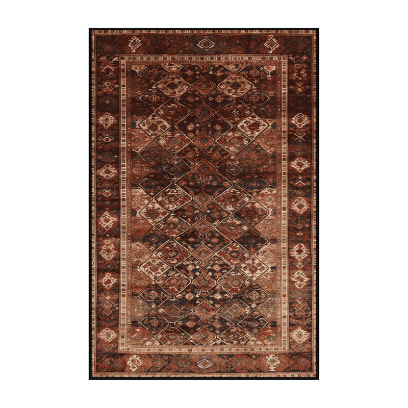 Tapis persan noir lavable à la machine, Rectangle 4pi x 6 pi