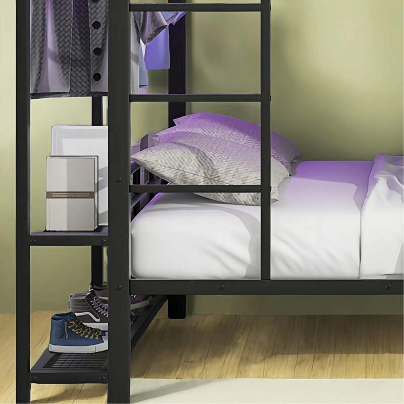 Multi-function Bunk Bed With Remote LED Light, Black