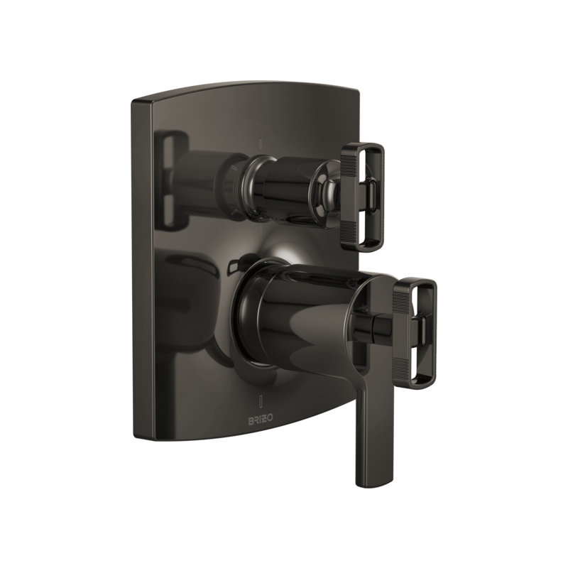 Kintsu® TempAssure® Thermostatic Valve with Integrated 6-Function Diverter Trim, Brilliance Black Onyx, Knob