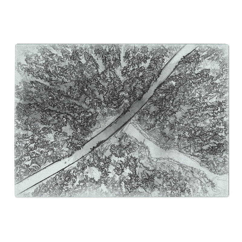 Tempered Glass Road Through the Winter Forest Chopping Board, 28.5 cm x 39 cm