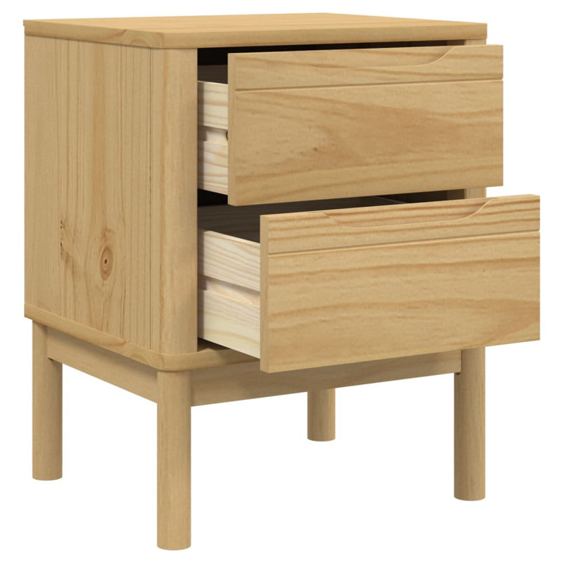 Paycen 45cm W Solid Wood Bedside Table, Wax Brown