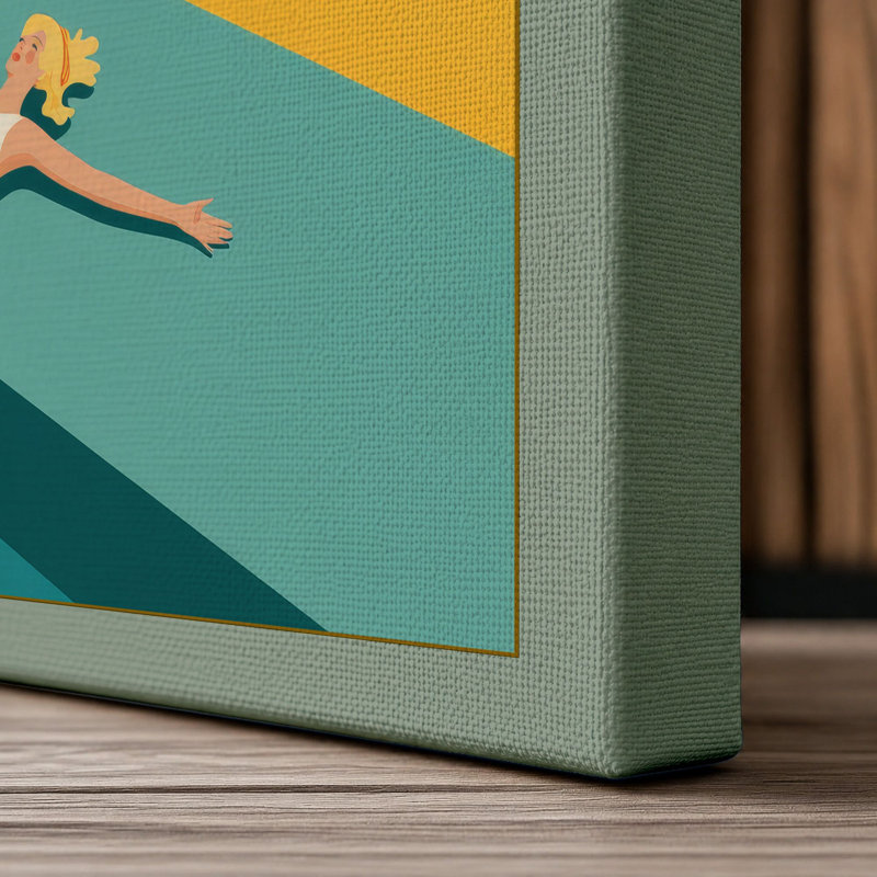 Diving Through Summer Modern - Wrapped Canvas, 36x24 - 91.4 x 61.0 cm, Sage Border