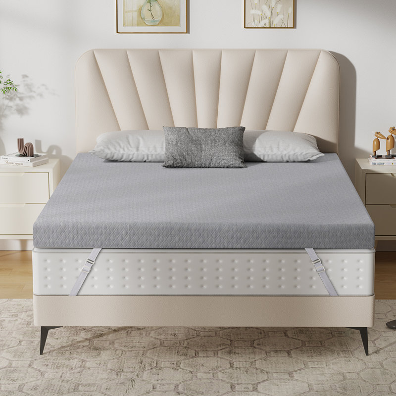 Medium Firm Mattress Topper Memory Foam Bed Topper For Pain Relief, Cooling Gel Infused High-Density Mattress Pad, Skin-Friendly Non-Slip Cover