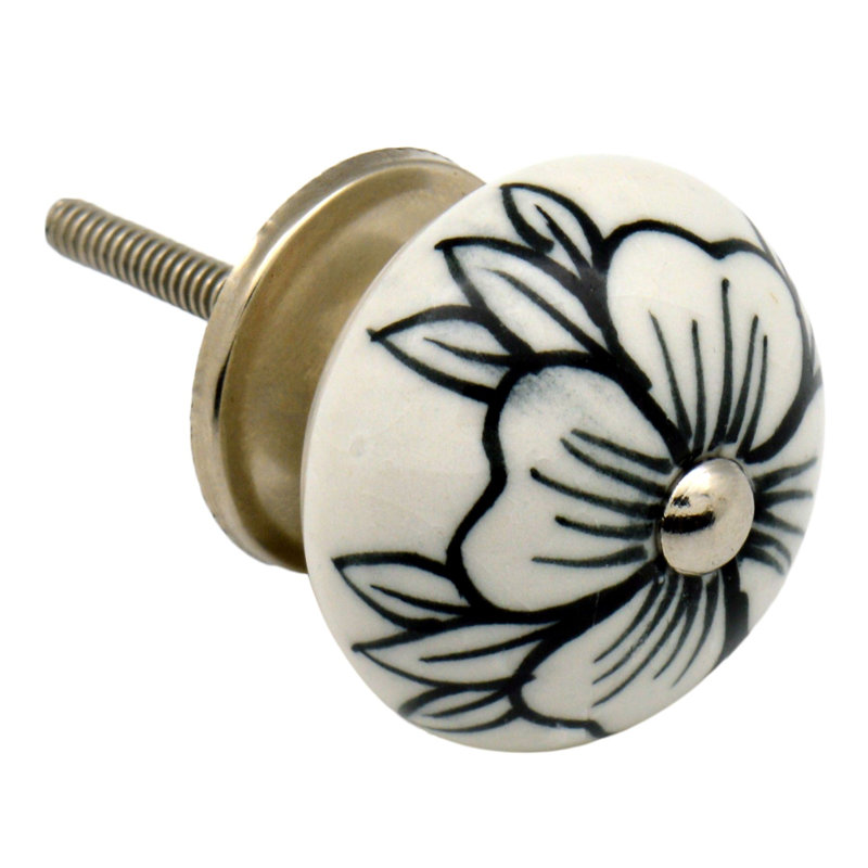 Nicola Spring - Round Ceramic Cabinet Knobs - Black Bud