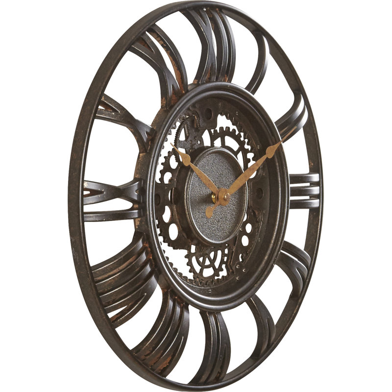 Horloge murale ronde de 15 pouces en plastique Gunnsteinn Gear, rouille