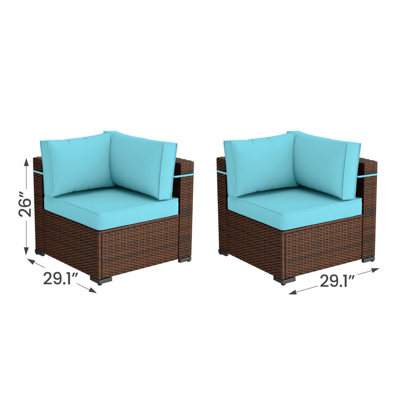 Wicker Outdoor Patio Sofa, Blue