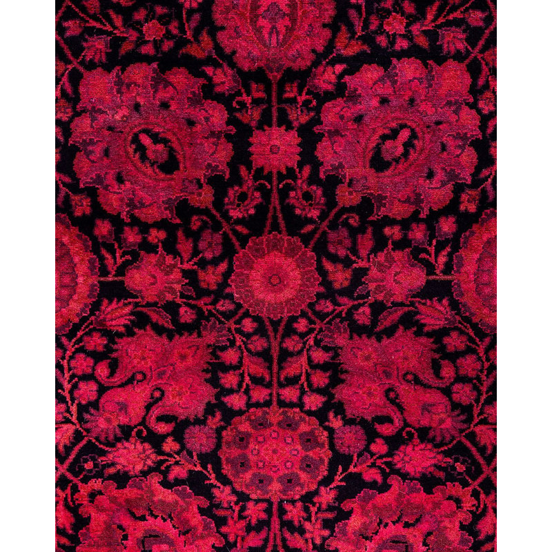 Overyed One-of-a-Kind Runner 2'7" X 12'6" New Age Runner Wool Area Rug Black/Pink/Purple
