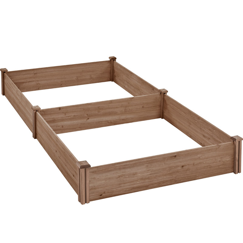 Wooden Raised Garden Bed, Dark Brown, 27cm H x 241.5cm W x 124.5cm D
