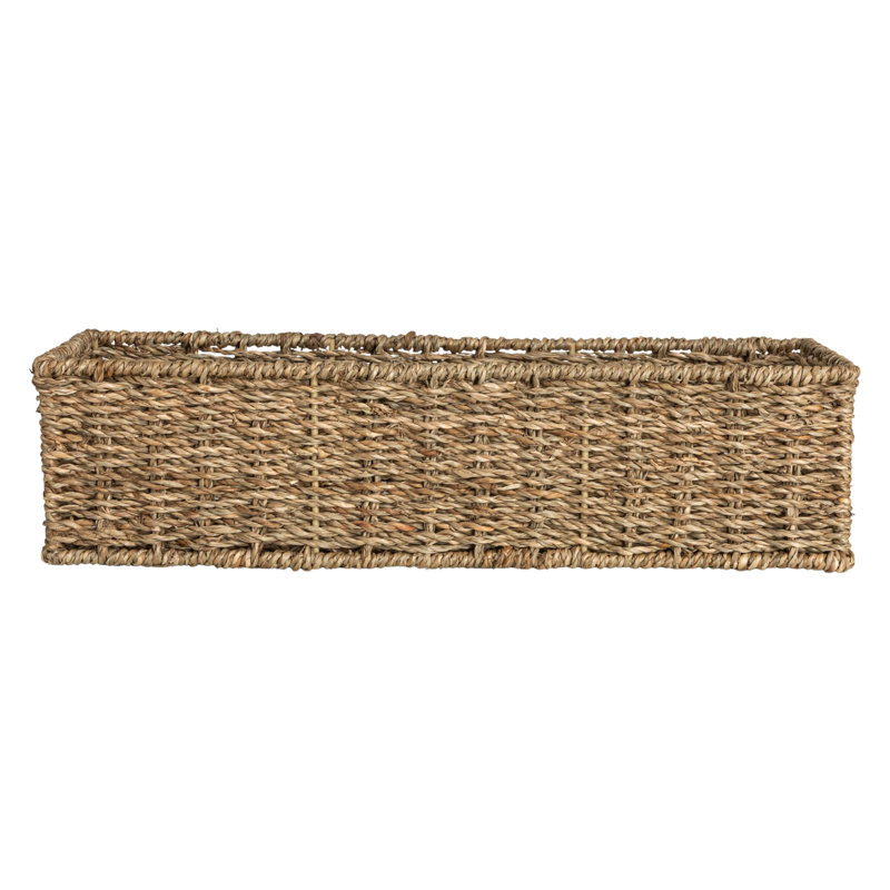 Handwoven Seagrass Rectangular Storage Basket, Natural, Natural