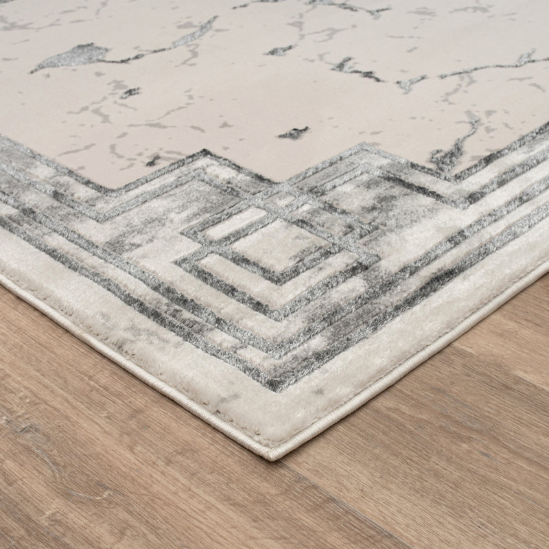 Monaco Series Abrstract Black/Gray/Ivory/Beige Area Rug, Rectangle 5'3" x 7'3"