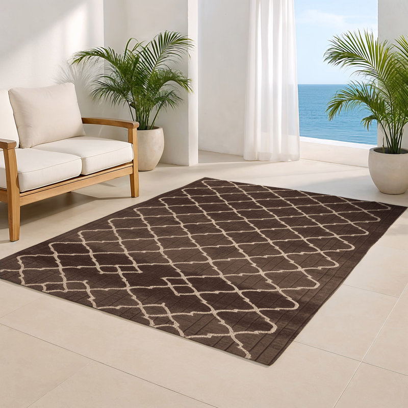 Tapis brun intérieur et extérieur Trellis, Rectangle 4pi x 6 pi