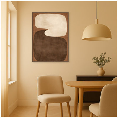 «Abstract Brown Shapes Minimalist» par Laura Moss, reproduction d'art sur toile encadrée