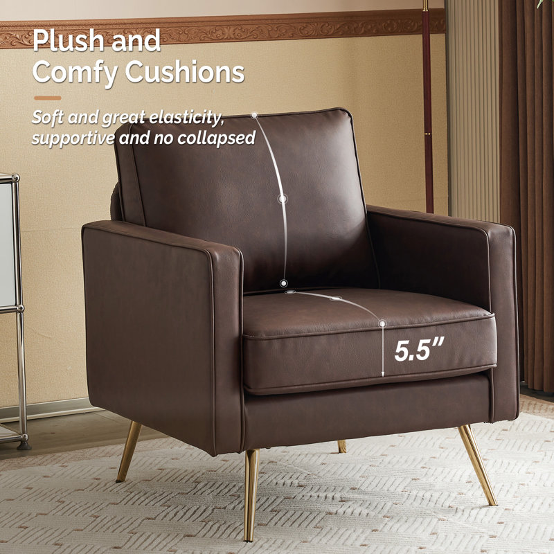 Fauteuil club Bakker, Similicuir brun café