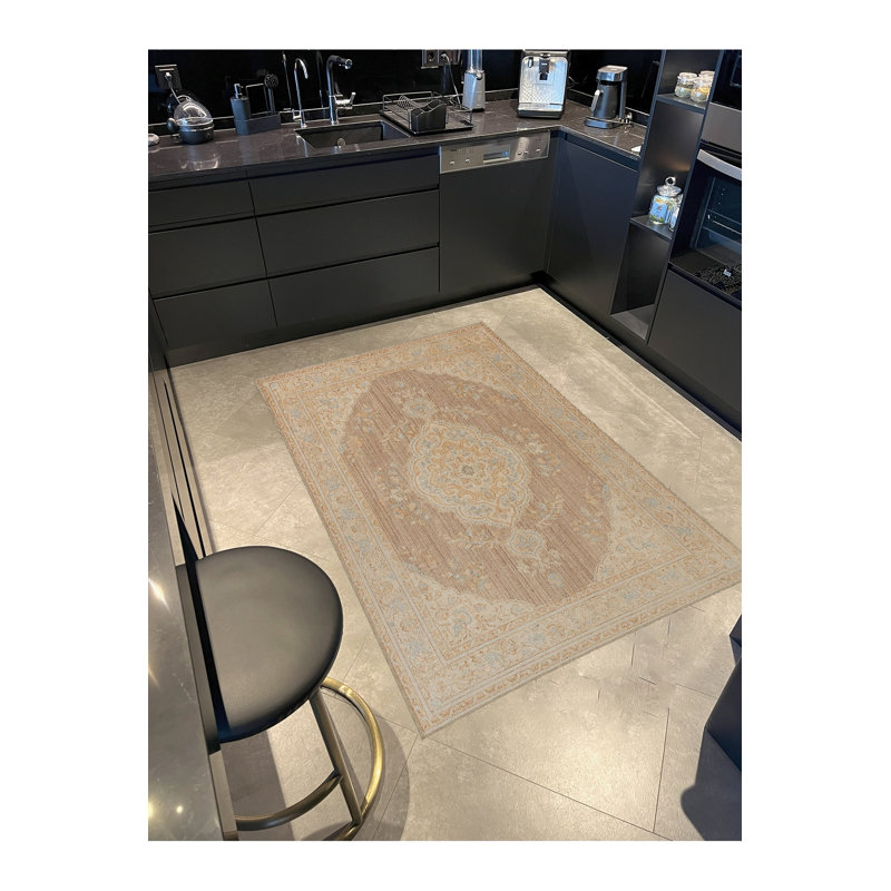 Tapis beige tissé traditionnel Mosso, 3'3" x 6'7"