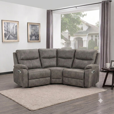 Rosevale 3-Seater Manual Recliner Sofa with Console - Silver