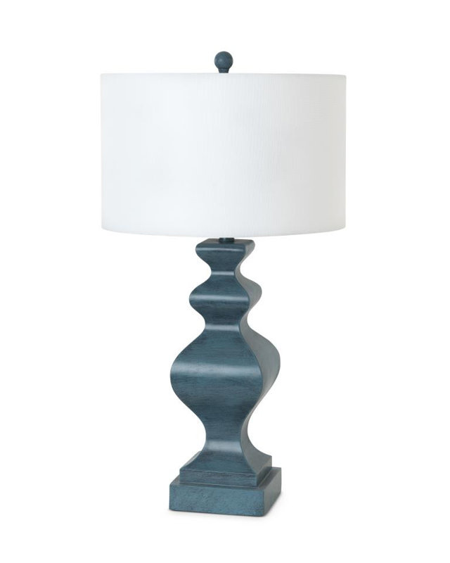 Ensemble de deux lampes de table bleu sarcelle vieillies 31 po avec abat-jour tambour blanc