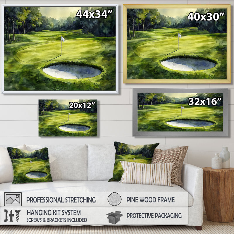 «Golf Course Champions Horizon II», art mural encadré, H 30 po x l 40 po, Cadre flottant, Natural