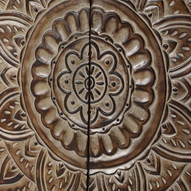 Carved 2-Door Storage Accent Cabinet