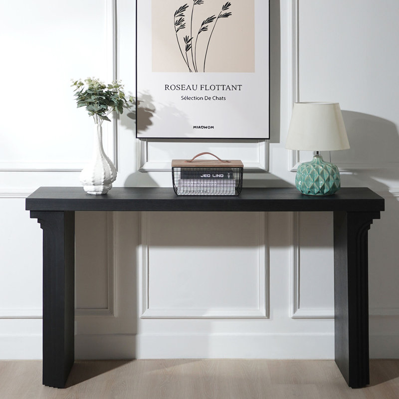 Console moderne minimaliste en bois de 58 po pour vestibule, salon et couloir - Décoration polyvalente, Noir