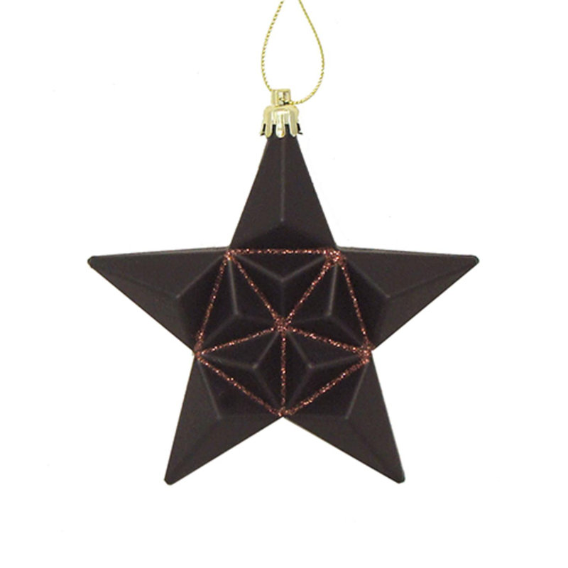 Ornement de Noël scintillant en forme d'étoile incassable, Brun chocolat mat