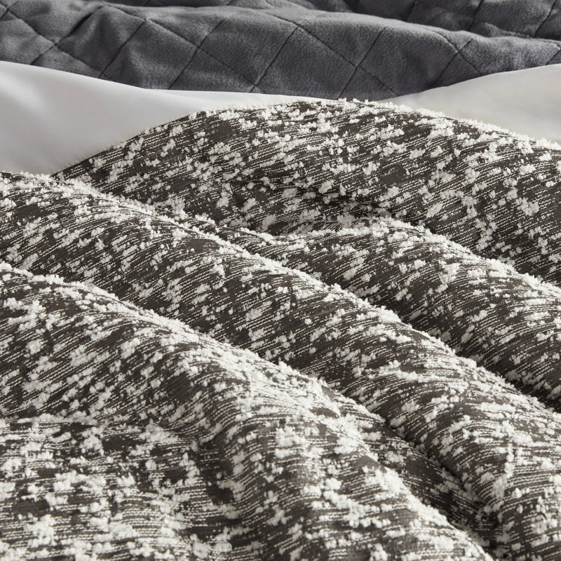 Édredon texturé à rayures - /, 5 pièces, avec coussins décoratifs, comprend les coussins