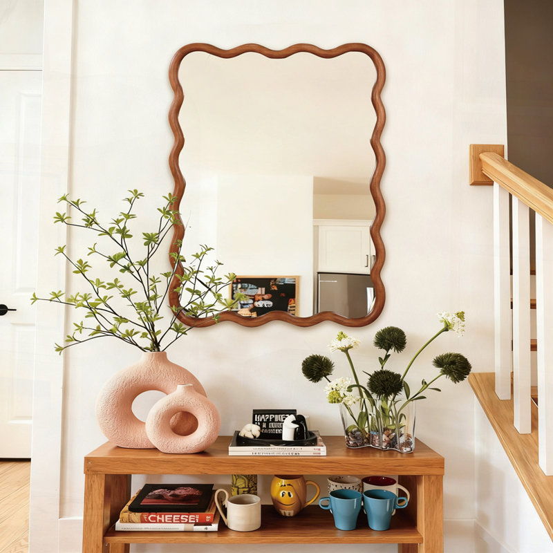 Miroir décoratif Wavy, Brun jaune, 30 po x 1,18 po