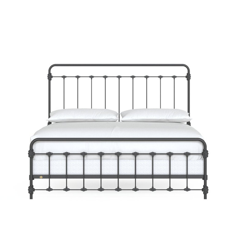 Lit en fer Picket Fence, Très grand californien, Baroque Black