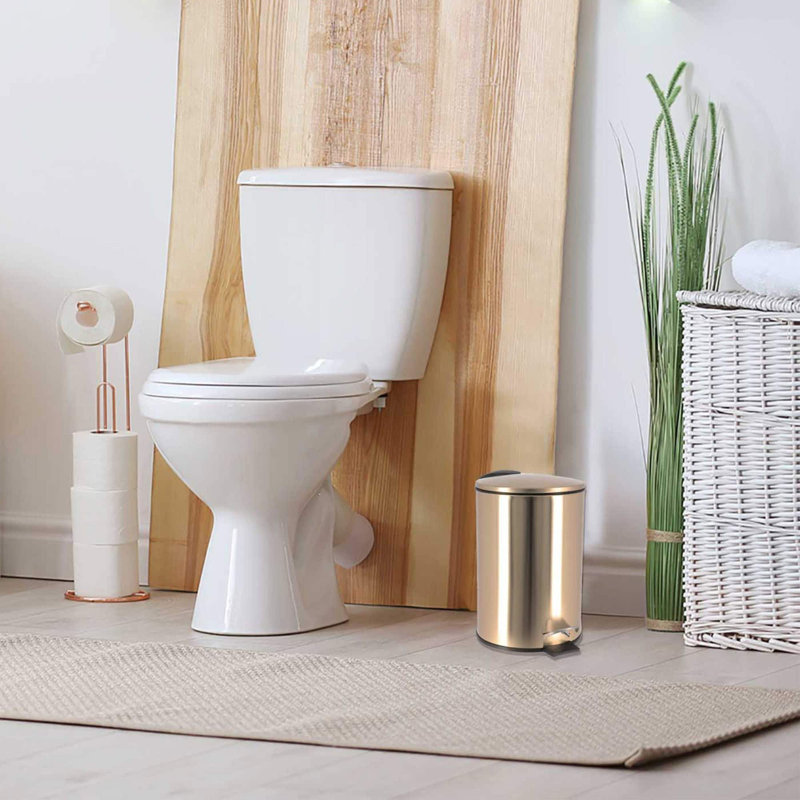 Ensemble de salle de bain brossé doré - poubelle et cuvette de toilette 0,8 gallons