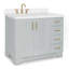 ARIEL TAYLOR 43 IN. LEFT OFFSET SINGLE RECTANGLE SINK VANITY IN GREY-454501210-516445375-516445374
