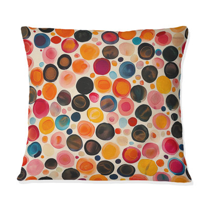 Orange Black Polka Dot Pattern II - Polka Dot Throw Pillow
