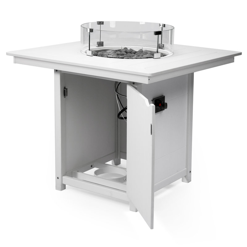 Square 42" Counter Fire Pit Table, 42.25" H x 42.25" W x 42.25" D, White