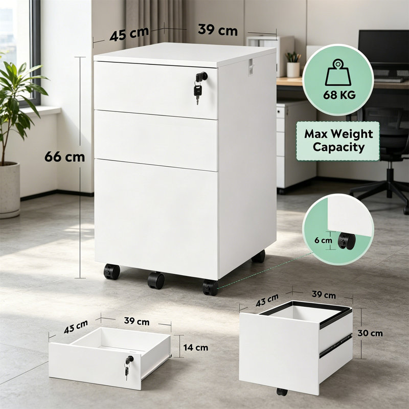 39cm Wide 3 -Drawer File Cabinet