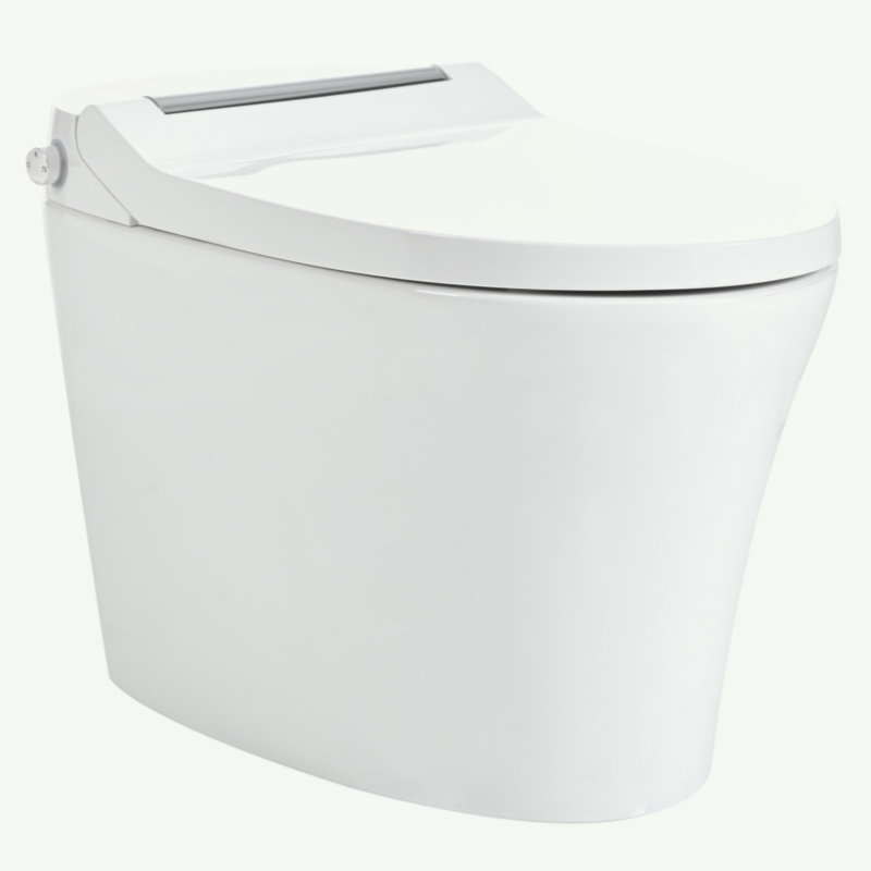 Smart Toilet With Built-In Heated Seat, One Piece Elongated Modern Toilet With Adjustable Temp Heated Seat, Auto Flush,  Dual Flush Toilet 1/1.28 GPF, Foot Sensor Flush, White Night Light,Knob Control