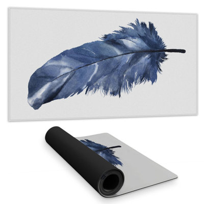 Blue feather - 15.75"x31.50" Desk mat