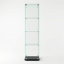 4-Tier Single Door Glass Display Cabinet with USB LED Strip, Tall Frameless Curio Cabinet with Glass Top, Black/White-666656094