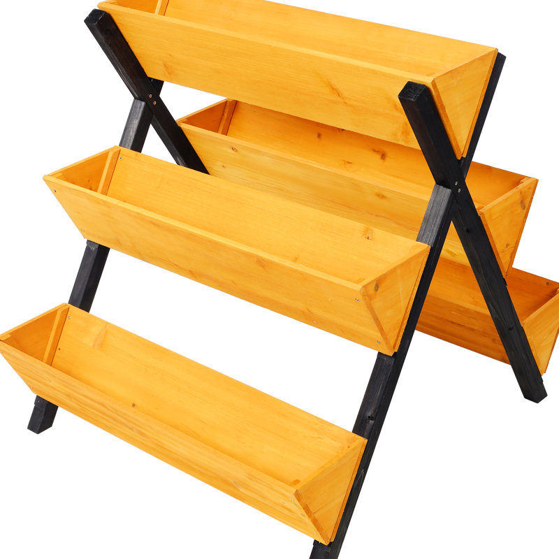 Brown Wooden 3 Raised Bed For Courtyard Fruits 3-Tiered Garden Bed, - For Vegetables